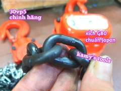 Pa lăng xích kéo tay Nitto 3 tấn 3m (3 mét) 5m (5 mét) model 30VP5 loại CB-II xích đóng logo G80 chính hãng cao cấp