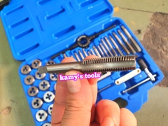 bộ taro bàn ren hệ mét 39 chi tiết kingtony model 12939MQ1 ren trong ren ngoài, bộ ta rô