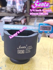 Đầu tuýp khẩu 3/4 inch Santa 6 cạnh thép Cr-Mo 80mm IM280