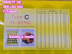 Hộp gioăng sin oring ron cao su vòng đệm 366 chi tiết ORKIT-5C Wetools 7-52mm LOẠI B MÀU VÀNG