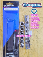 Bộ tuýp E 3/8 inch Kingtony 3106PR 6 chi tiết E8 E10 E12 E14 E16 E18