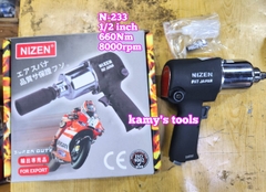 Máy vặn ốc siết tháo mở bulong hơi khí nén Nizen 1/2 inch N233 N-233 loại 2 búa 660Nm