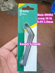 Thước căn lá dưỡng đo độ dày căn chỉnh cò xupap Sata 16 lá loại cong 09402 cỡ  0.05-1.0mm