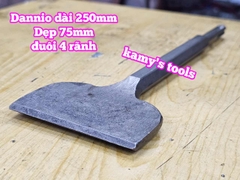 Mũi đục bê tông dẹp bản 75mm đuôi gài dài 250mm Dannio