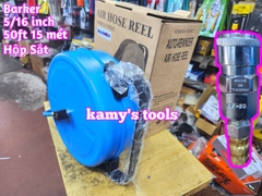 Cuộn ống dây hơi treo tự rút hộp sắt Barker áp suất 9m và 15m HR-830A