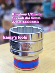 Đầu tuýp trắng ngắn 1/2 inch Kingtony 12 cạnh 24mm 25mm 26mm 27mm 28mm 433024MR 433025MR 433026MR 433027MR 433028MR