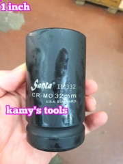 Đầu tuýp 1 inch dài 90mm Santa thép Cr-Mo 22mm 23mm 24mm 27mm 30mm 32mm 33mm 34mm 35mm 36mm 38mm 41mm 42mm 44mm