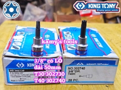 Tuýp lú đầu lục giác bông sao hoa thị 3/8 inch Kingtony có lỗ T30 T40 302730 302740