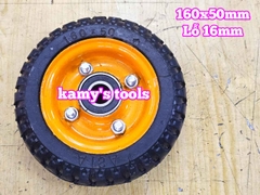 Bánh xe cao su đặc 160mm dày 50mm kèm bạc đạn lỗ 16mm 160x50mm Kamytools