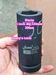 Đầu tuýp 1 inch đen dài 120mm lục giác Santa thép Cr-mo 24mm 27mm 30mm 32mm 33mm 34mm IMX327 IMX330 IMX332 IMX333 IMX334