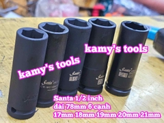 Đầu tuýp khẩu 1/2 inch đen dài lục giác 6 cạnh 78mm Santa 17mm 18mm 19mm 20mm 21mm IM117 IM118 IM119 IM120 IM121