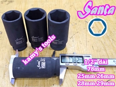 Đầu tuýp 1/2 inch đen dài Santa 25mm 26mm 28mm 29mm IM125 IM126 IM128 IM129