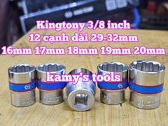 Đầu tuýp trắng 12 cạnh 3/8 inch dài 27mm Kingtony 16mm 17mm 18mm 19mm 20mm 333016M 333017M 333018M 333019M 333020M