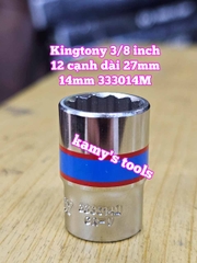 Đầu tuýp trắng 12 cạnh 3/8 inch dài 27mm Kingtony 11mm 12mm 13mm 14mm 15mm 333011M 333012M 333013M 333014M 333015M