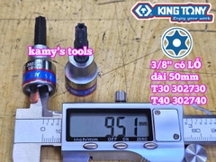 Tuýp lú đầu lục giác bông sao hoa thị 3/8 inch Kingtony có lỗ T30 T40 302730 302740