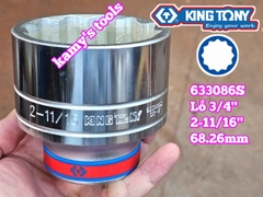 Đầu tuýp hệ inch 12 cạnh 3/4 inch Kingtony cỡ 2-11/16 inch tương đương 68mm 633086S