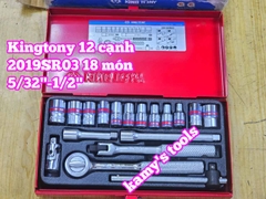 Bộ tuýp 1/4 inch 18 chi tiết hệ inch Kingtony 2019SR03 cỡ 5/32-1/2 inch