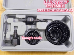 Bộ mũi khoét lỗ gỗ thạch cao 11 chi tiết LT-SBMH11 Luxtop 19mm 22mm 28mm 32mm 38mm 44mm 54mm 64mm