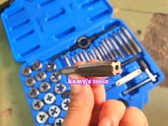 bộ taro bàn ren hệ mét 39 chi tiết kingtony model 12939MQ1 ren trong ren ngoài, bộ ta rô