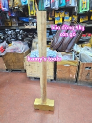 Búa đồng thau đầu vuông cán gỗ 5kg kamytools dài khoảng 700mm