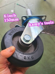 Bánh xe giàn giáo có khóa bánh cao su đặc 6 inch 150mm xoay 360 độ