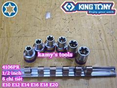 Bộ tuýp E 1/2 inch Kingtony 4106PR 6 chi tiết E10 E12 E14 E16 E18 E20