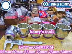 Đầu tuýp 1 inch trắng 55mm 60mm 65mm 70mm 75mm 80mm Kingtony 833055M 833060M 833065M 833070M 833075M 833080M