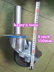 Bánh xe giàn giáo có khóa bánh cao su đặc 6 inch 150mm xoay 360 độ