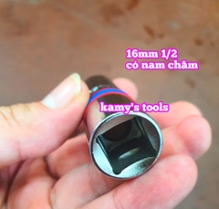Đầu khẩu tuýp tháo mở bugi có nam châm 16mm 1/2 inch 6 cạnh dài 70mm Kingtony 466516