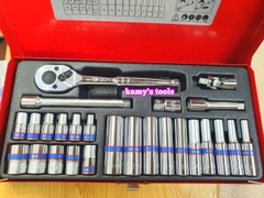 Bộ tuýp 1/4 inch ngắn và dài Kingtony 2526MR01 6 cạnh 26 chi tiết hệ mét