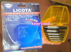 Bộ Mũi Vít Tháo Mở Bu Lông Ốc Vít Gãy Hỏng 6 Cây Licota Tap-50004 (Bộ Ta Rô Lấy Ốc Gãy, Dụng Cụ Lấy Ốc Gãy)