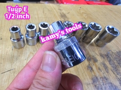 Bộ Tuýp E 9 Cục Thép lỗ 1/2 inch Chrome Vanadium E10-E24, Bộ Khẩu E, Đầu Khẩu E