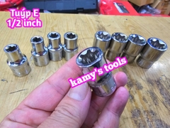 Bộ Tuýp E 9 Cục Thép lỗ 1/2 inch Chrome Vanadium E10-E24, Bộ Khẩu E, Đầu Khẩu E