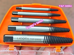 Bộ Mũi Vít Tháo Mở Bu Lông Ốc Vít Gãy Hỏng 5 cây Licota Tap-50002 (Bộ Ta Rô Lấy Ốc Gãy, Dụng Cụ Lấy Ốc Gãy)