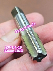 Taro ống rắc co 13mm răng côn HSS Shanghai SLT ZG1/4-19 và Z1/4-18