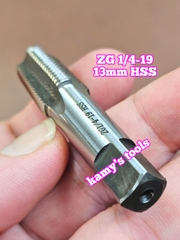 Taro ống rắc co 13mm răng côn HSS Shanghai SLT ZG1/4-19 và Z1/4-18