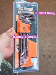 Bộ lục giác bi dài, bông hoa thị thép nâu S2 cao cấp 9 cây Kapusi model K-0830 và K-0831