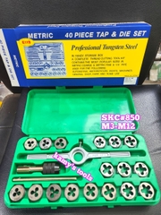 Bộ taro bàn ren 40 chi tiết SKC nhật bản (hộp nhựa) có tay quay ta rô tự động SKC#850 M3-M12