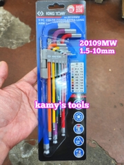 Bộ khoá lục giác bi màu Kingtony 20109MW 9 cây 1.5-10mm, bộ lục giác