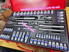 Bộ tuýp 1/4 3/8 1/2 inch Kingtony model 9563MR 62 chi tiết 6 cạnh hệ mét