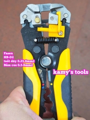 Kìm tuốt dây điện tự động bấm cos cắt đa năng Fasen HS-D2 0.25-6mm2