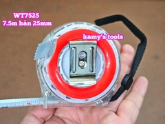 Thước kéo 7.5m 7.5mét bản 25mm WSK Wasaki WT7525 2 mặt có lỗ ban TỰ ĐỘNG KHÓA, thước rút 7.5m thước cuộn 7.5m