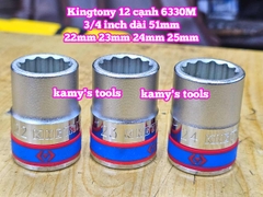 Tuýp 3/4 inch bông 12 cạnh trắng ngắn Kingtony 22mm 23mm 24mm 25mm 633022M 633023M 633024M 633025M