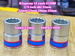 Tuýp 3/4 inch bông 12 cạnh trắng ngắn Kingtony 22mm 23mm 24mm 25mm 633022M 633023M 633024M 633025M