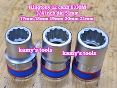 Tuýp 3/4 inch bông 12 cạnh trắng ngắn Kingtony 17mm 18mm 19mm 20mm 21mm 633017M 633018M 633019M 633020M 633021M