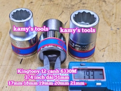 Tuýp 3/4 inch bông 12 cạnh trắng ngắn Kingtony 17mm 18mm 19mm 20mm 21mm 633017M 633018M 633019M 633020M 633021M