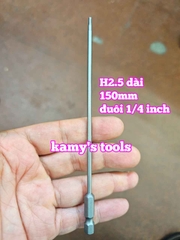 Mũi bắn siết vít lục giác 6 cạnh đuôi lục giác 1/4 inch dài 150mm thép S2 H1.5 H2 H2.5 H3 H4 H5 H6