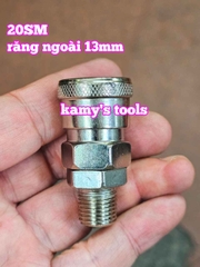 Bộ nối nhanh hơi khí nén ren ngoài 13mm 20SM 20PM Wetools WT-20SM WT-20PM