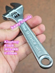 Mỏ lết miệng trắng chrome Kingtony 6 inch 150mm 3611-06r ngàm mở 0-20mm