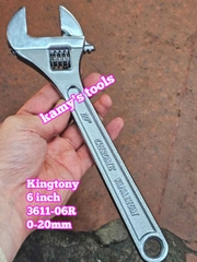 Mỏ lết miệng trắng chrome Kingtony 6 inch 150mm 3611-06r ngàm mở 0-20mm